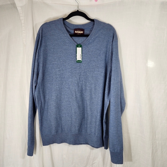 Alesbury Men's V-Neck Blue Sweater - Picture 1 of 7